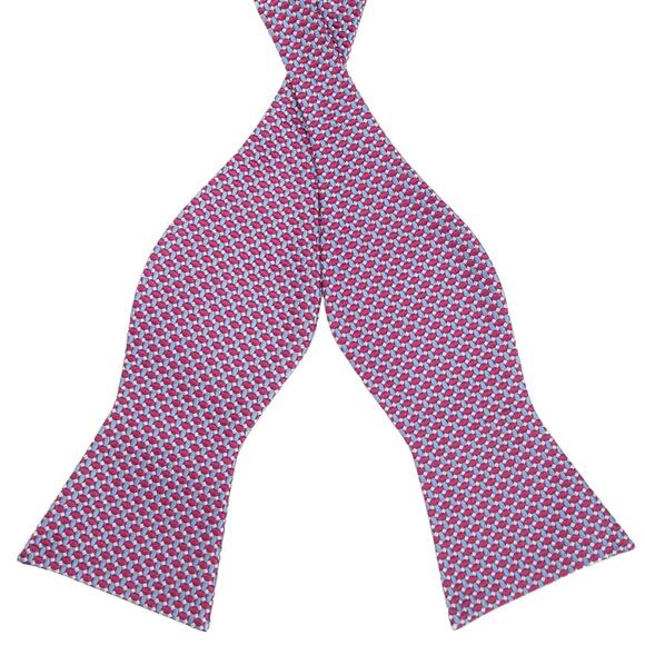 Daniel Cremieux Maroon Blue Pink 100% Silk Self Tie Bow Tie - Picture 2 of 7